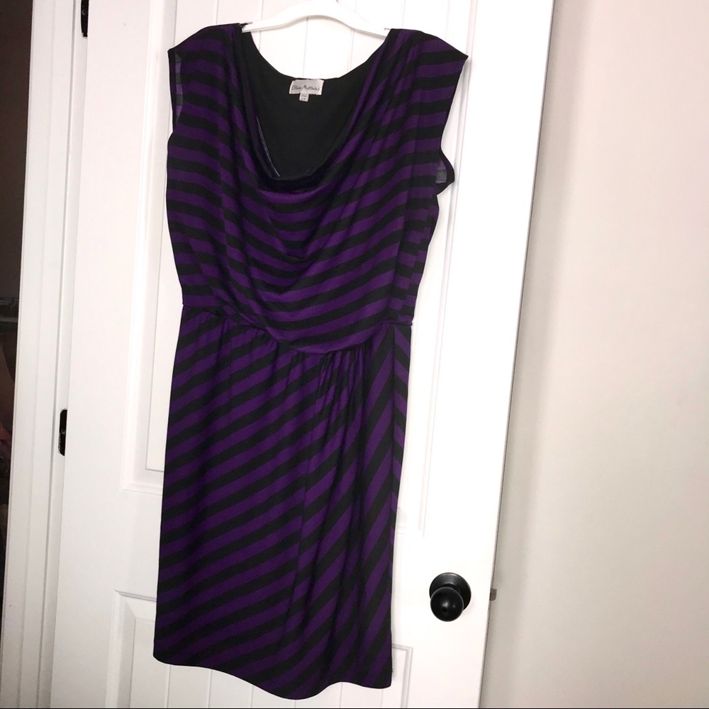 Black/Purple Striped Cowlneck Dress Sz 16W
